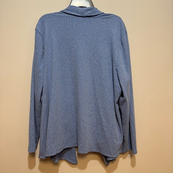 Alfred Dunner Blue Cardigan Sweater Relaxed Open-Front Design - Picture 5 of 6